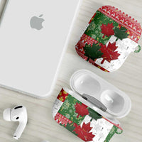 Canada Christmas AirPods Case Maple Leaves Patchwork Style - Wonder Print Shop