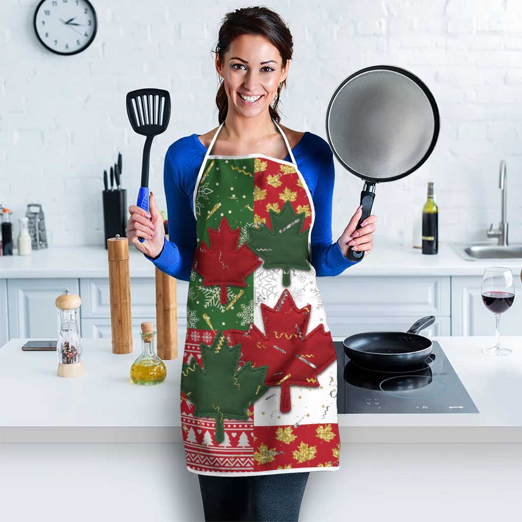 Canada Christmas Apron Maple Leaves Patchwork Style - Wonder Print Shop