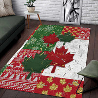Canada Christmas Area Rug Maple Leaves Patchwork Style - Wonder Print Shop