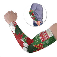 Canada Christmas Arm Sleeves Maple Leaves Patchwork Style - Wonder Print Shop