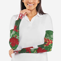Canada Christmas Arm Sleeves Maple Leaves Patchwork Style - Wonder Print Shop