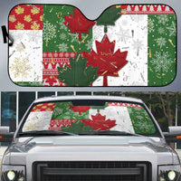 Canada Christmas Auto Sun Shade Maple Leaves Patchwork Style - Wonder Print Shop