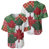 Canada Christmas Baseball Jersey Maple Leaves Patchwork Style - Wonder Print Shop