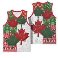 Canada Christmas Basketball Jersey Maple Leaves Patchwork Style - Wonder Print Shop