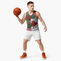 Canada Christmas Basketball Jersey Maple Leaves Patchwork Style - Wonder Print Shop