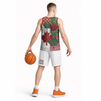 Canada Christmas Basketball Jersey Maple Leaves Patchwork Style - Wonder Print Shop