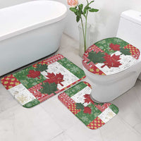 Canada Christmas Bathroom Set Maple Leaves Patchwork Style - Wonder Print Shop