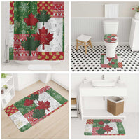 Canada Christmas Bathroom Set Maple Leaves Patchwork Style - Wonder Print Shop