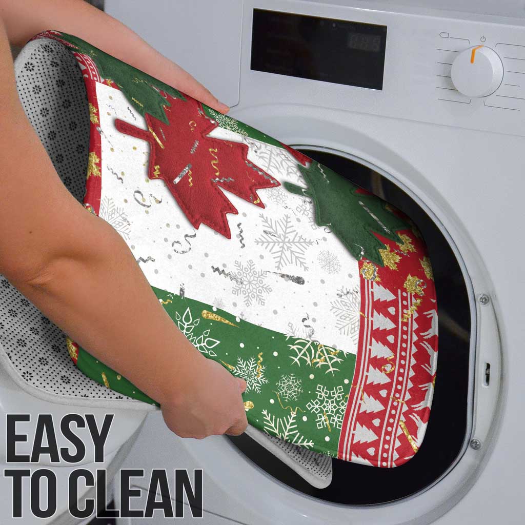 Canada Christmas Bathroom Set Maple Leaves Patchwork Style - Wonder Print Shop