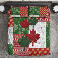 Canada Christmas Bedding Set Maple Leaves Patchwork Style - Wonder Print Shop
