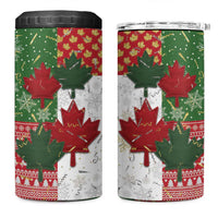 Canada Christmas 4 in 1 Can Cooler Tumbler Maple Leaves Patchwork Style - Wonder Print Shop