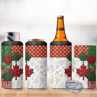 Canada Christmas 4 in 1 Can Cooler Tumbler Maple Leaves Patchwork Style - Wonder Print Shop
