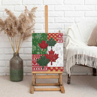 Canada Christmas Canvas Wall Art Maple Leaves Patchwork Style - Wonder Print Shop