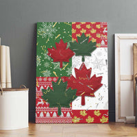 Canada Christmas Canvas Wall Art Maple Leaves Patchwork Style - Wonder Print Shop