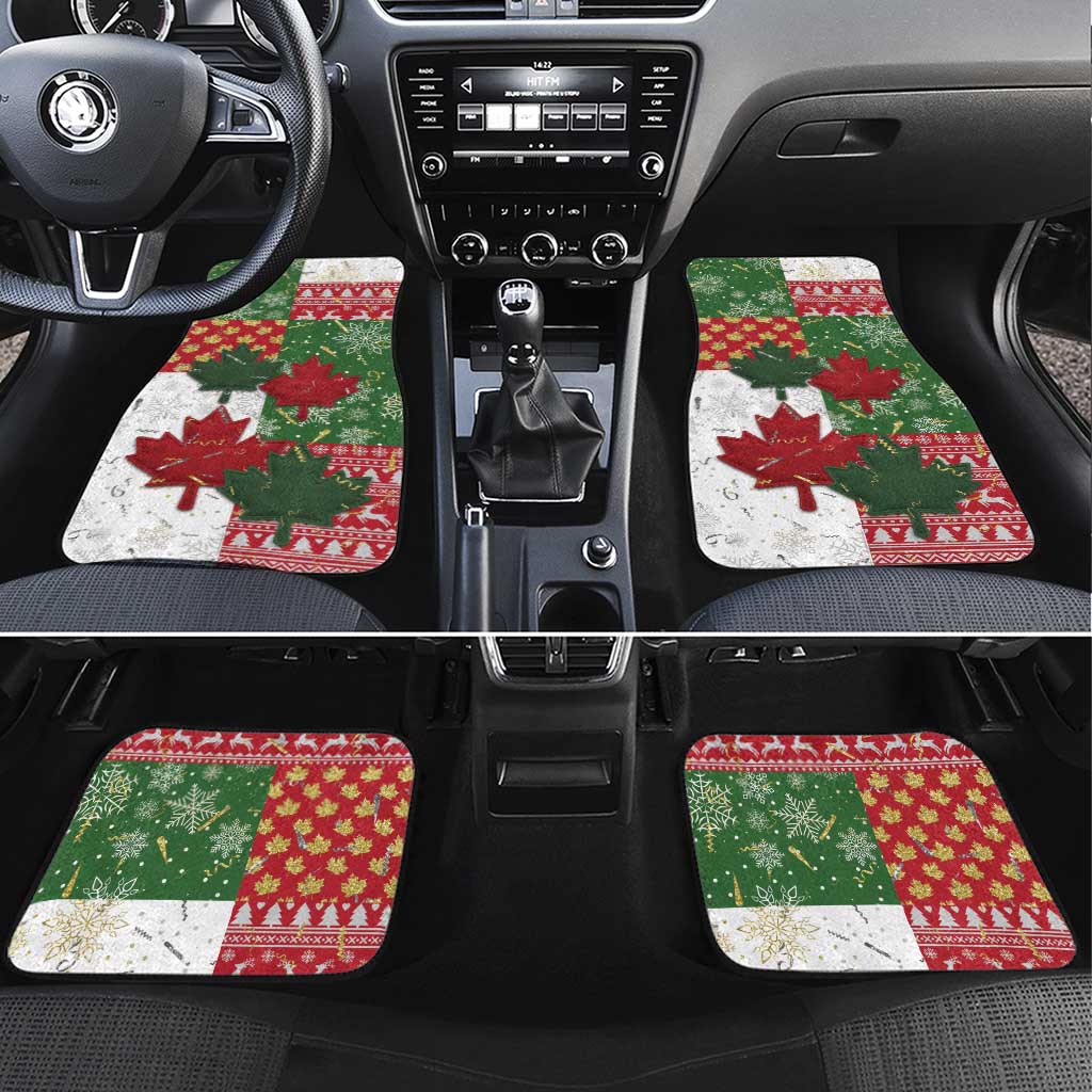 Canada Christmas Car Mats Maple Leaves Patchwork Style - Wonder Print Shop