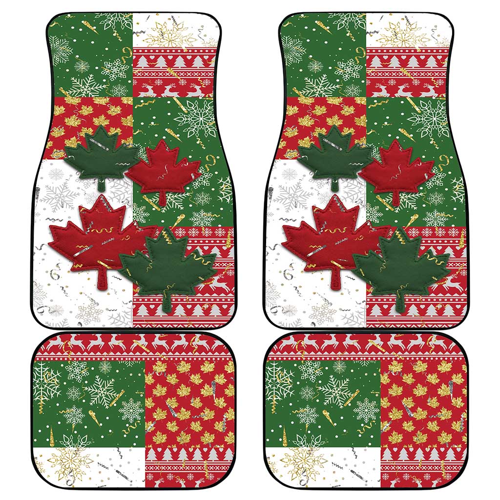Canada Christmas Car Mats Maple Leaves Patchwork Style - Wonder Print Shop