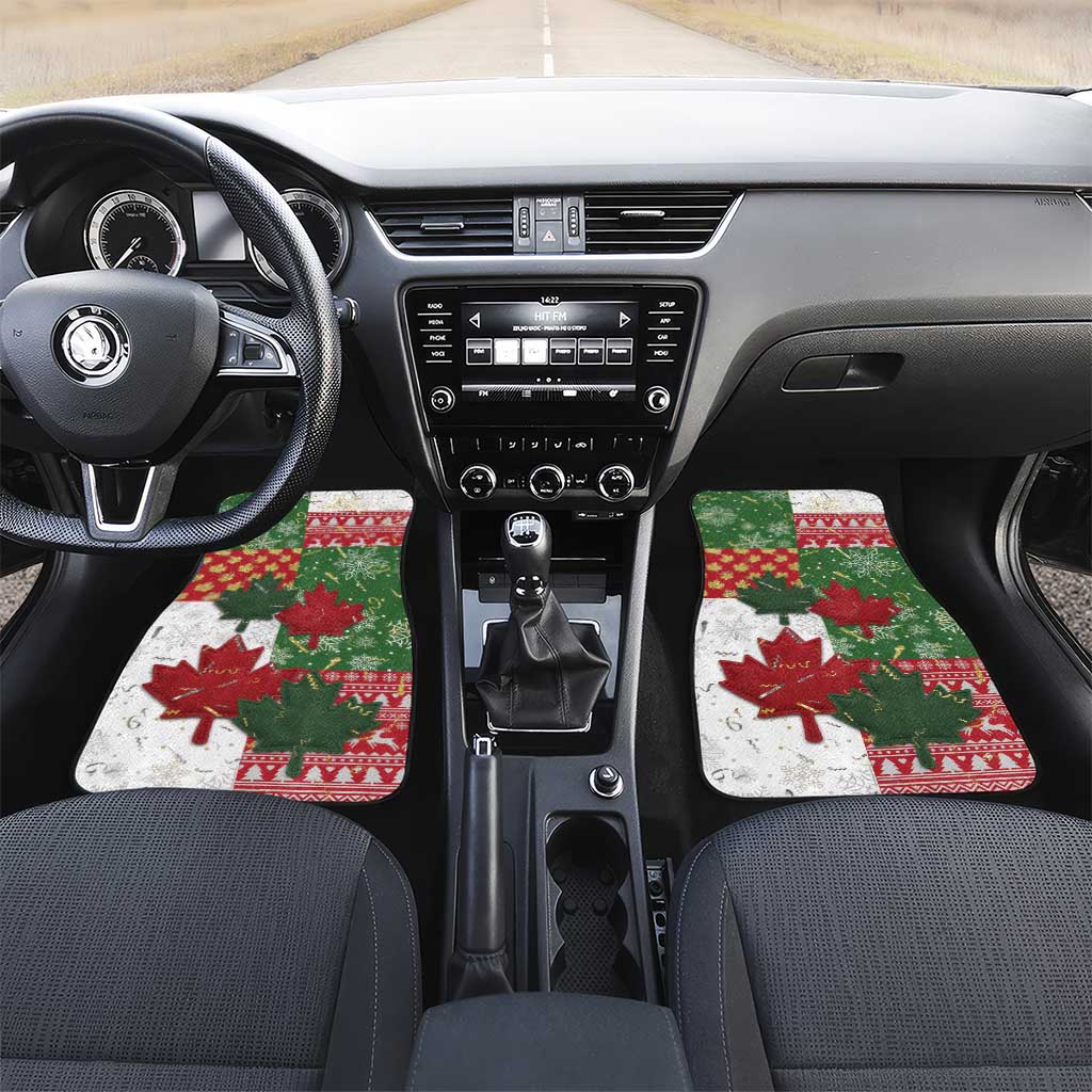 Canada Christmas Car Mats Maple Leaves Patchwork Style - Wonder Print Shop