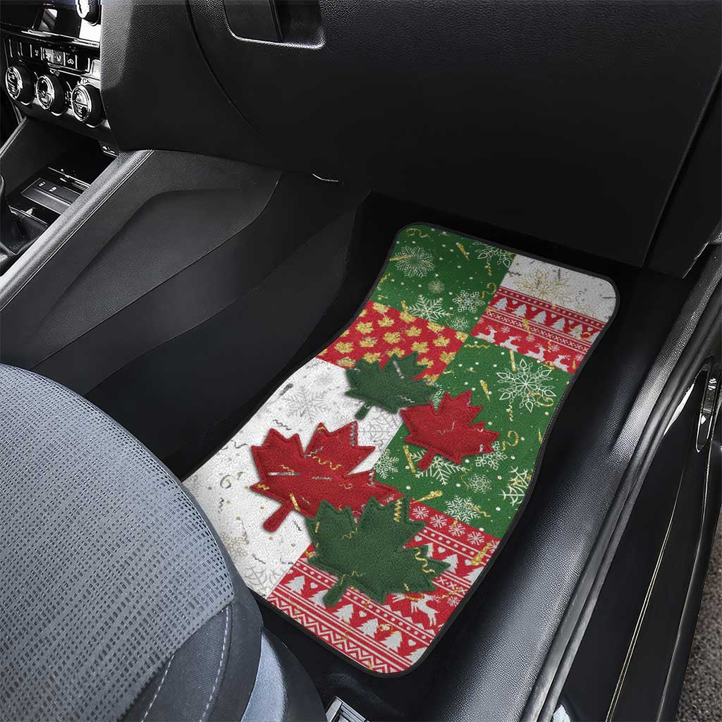 Canada Christmas Car Mats Maple Leaves Patchwork Style - Wonder Print Shop