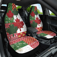 Canada Christmas Car Seat Cover Maple Leaves Patchwork Style - Wonder Print Shop