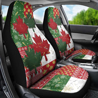 Canada Christmas Car Seat Cover Maple Leaves Patchwork Style - Wonder Print Shop