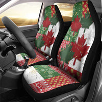 Canada Christmas Car Seat Cover Maple Leaves Patchwork Style - Wonder Print Shop