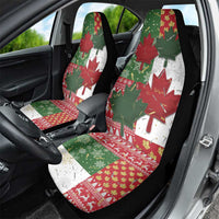 Canada Christmas Car Seat Cover Maple Leaves Patchwork Style - Wonder Print Shop