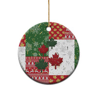 Canada Christmas Ceramic Ornament Maple Leaves Patchwork Style - Wonder Print Shop