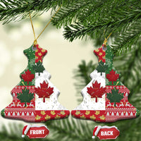 Canada Christmas Ceramic Ornament Maple Leaves Patchwork Style - Wonder Print Shop