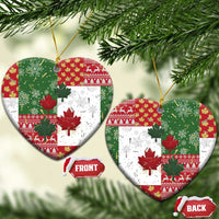 Canada Christmas Ceramic Ornament Maple Leaves Patchwork Style - Wonder Print Shop