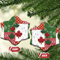 Canada Christmas Ceramic Ornament Maple Leaves Patchwork Style - Wonder Print Shop