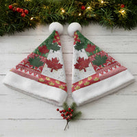 Canada Christmas Santa Hat Maple Leaves Patchwork Style - Wonder Print Shop