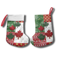 Canada Christmas Stocking Maple Leaves Patchwork Style - Wonder Print Shop