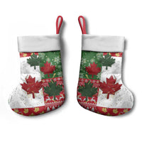 Canada Christmas Stocking Maple Leaves Patchwork Style - Wonder Print Shop