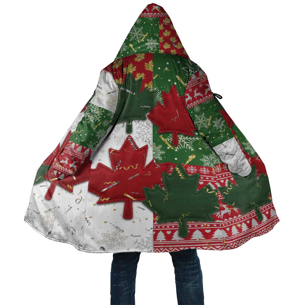 Canada Christmas Cloak Maple Leaves Patchwork Style - Wonder Print Shop