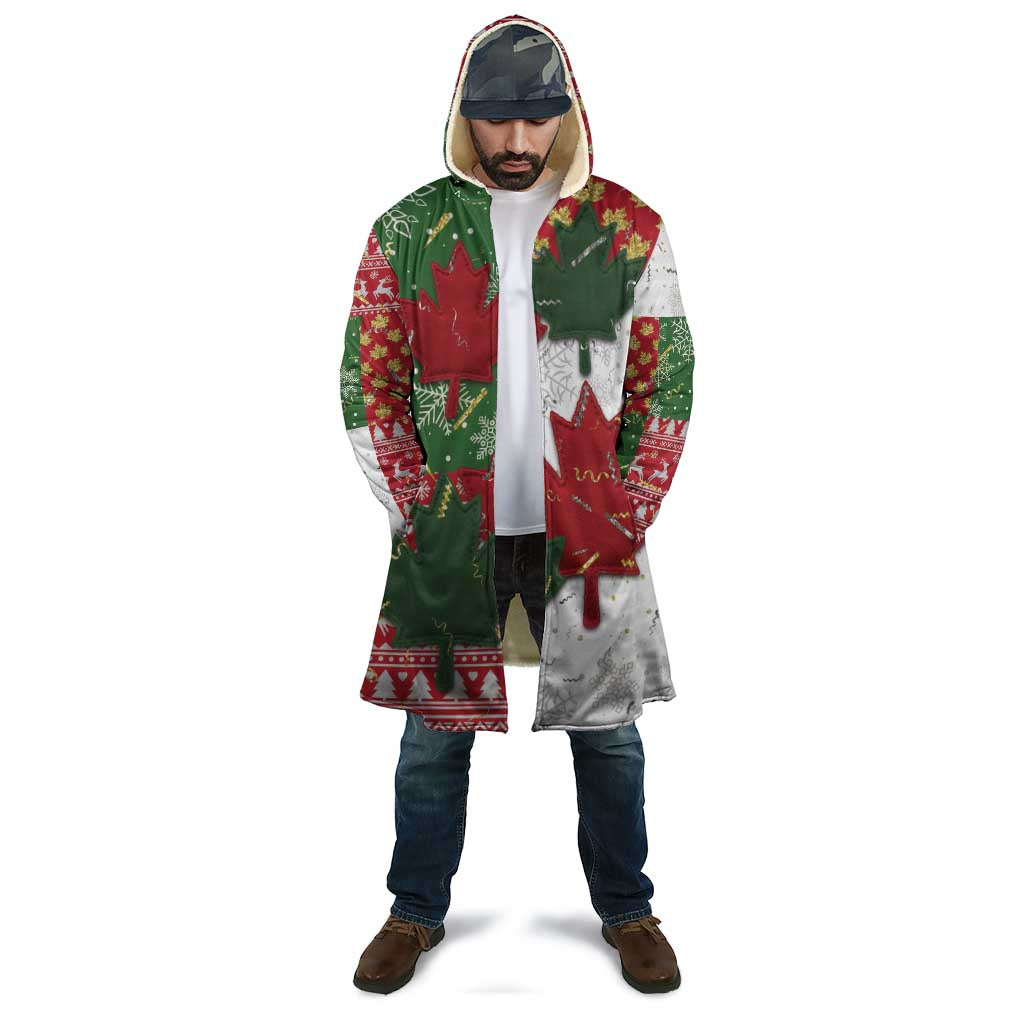 Canada Christmas Cloak Maple Leaves Patchwork Style - Wonder Print Shop