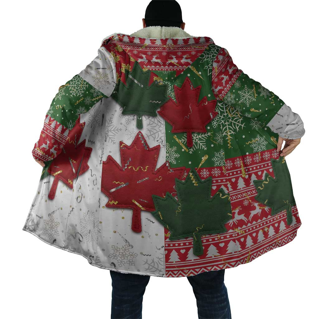 Canada Christmas Cloak Maple Leaves Patchwork Style - Wonder Print Shop