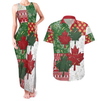Canada Christmas Couples Matching Tank Maxi Dress and Hawaiian Shirt Maple Leaves Patchwork Style - Wonder Print Shop