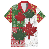 Canada Christmas Family Matching Long Sleeve Bodycon Dress and Hawaiian Shirt Maple Leaves Patchwork Style - Wonder Print Shop