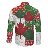 Canada Christmas Family Matching Long Sleeve Bodycon Dress and Hawaiian Shirt Maple Leaves Patchwork Style - Wonder Print Shop