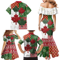 Canada Christmas Family Matching Mermaid Dress and Hawaiian Shirt Maple Leaves Patchwork Style - Wonder Print Shop