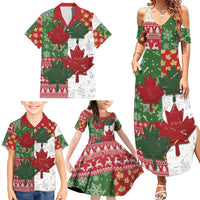 Canada Christmas Family Matching Summer Maxi Dress and Hawaiian Shirt Maple Leaves Patchwork Style - Wonder Print Shop