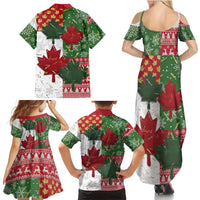 Canada Christmas Family Matching Summer Maxi Dress and Hawaiian Shirt Maple Leaves Patchwork Style - Wonder Print Shop