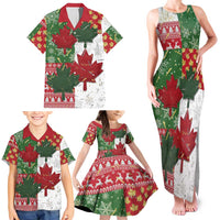 Canada Christmas Family Matching Tank Maxi Dress and Hawaiian Shirt Maple Leaves Patchwork Style - Wonder Print Shop