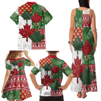 Canada Christmas Family Matching Tank Maxi Dress and Hawaiian Shirt Maple Leaves Patchwork Style - Wonder Print Shop