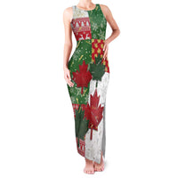 Canada Christmas Family Matching Tank Maxi Dress and Hawaiian Shirt Maple Leaves Patchwork Style - Wonder Print Shop