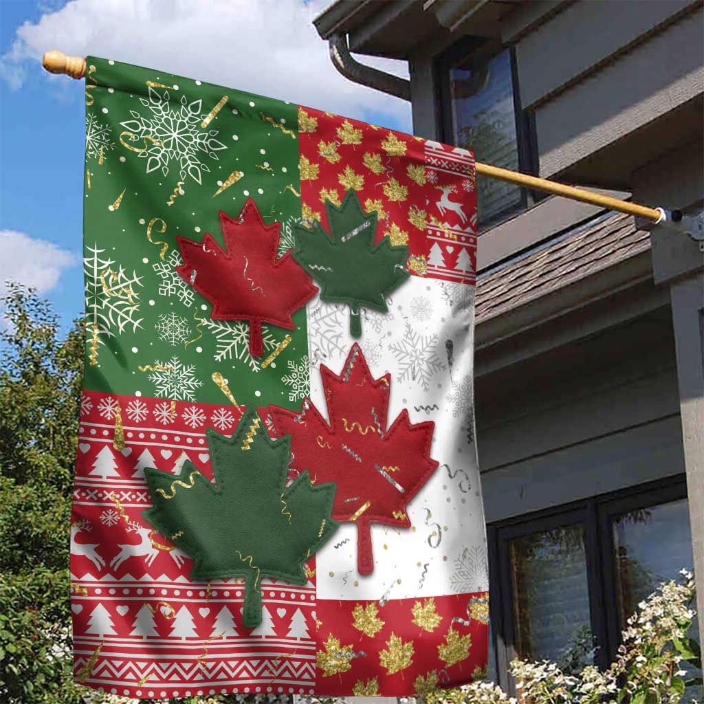 Canada Christmas Garden Flag Maple Leaves Patchwork Style - Wonder Print Shop