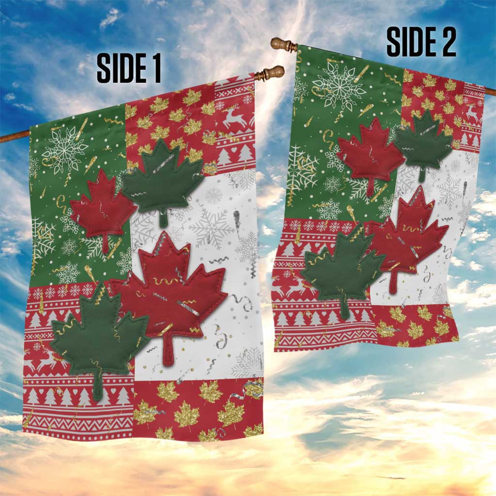 Canada Christmas Garden Flag Maple Leaves Patchwork Style - Wonder Print Shop