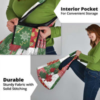 Canada Christmas Grocery Bag Maple Leaves Patchwork Style - Wonder Print Shop