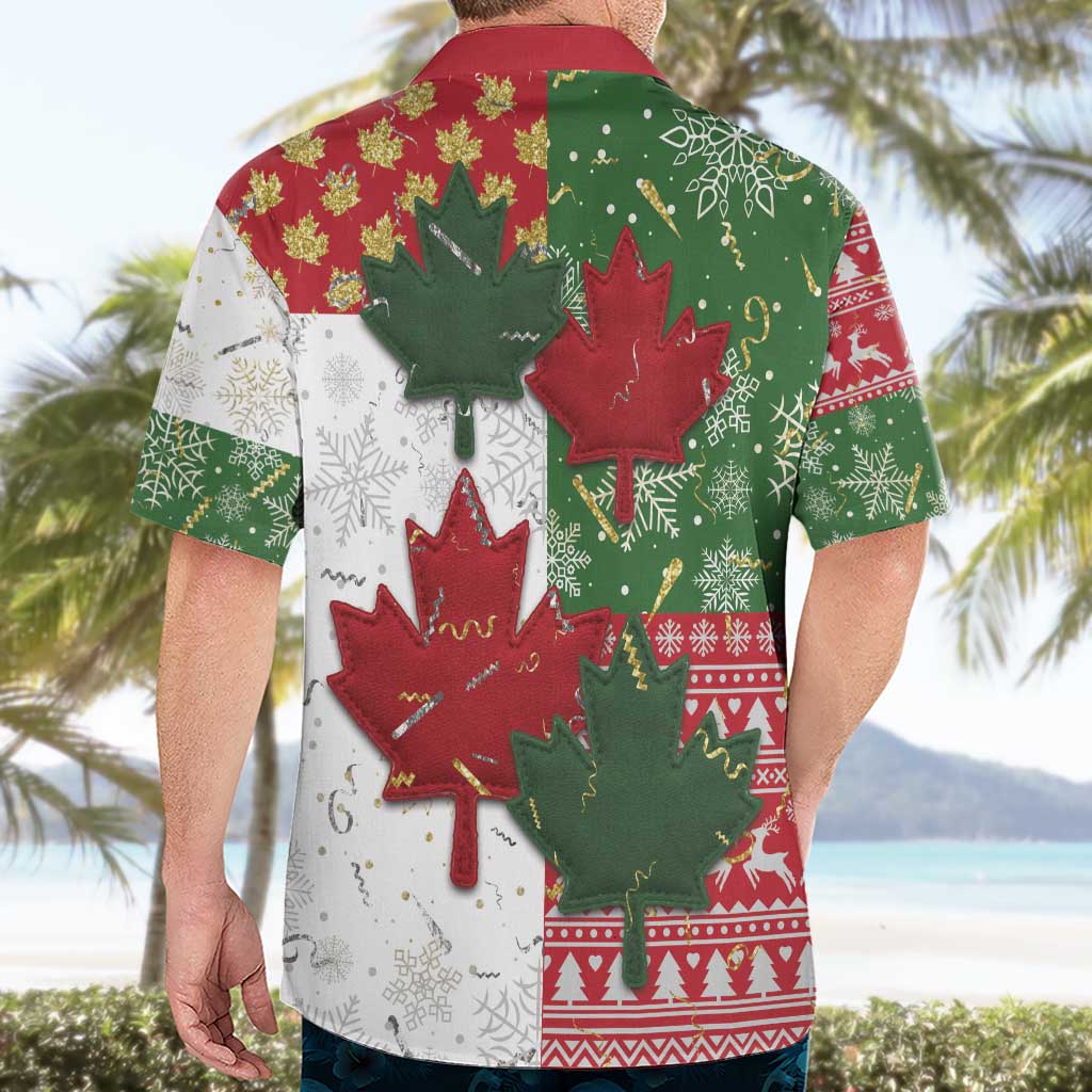 Canada Christmas Hawaiian Shirt Maple Leaves Patchwork Style - Wonder Print Shop