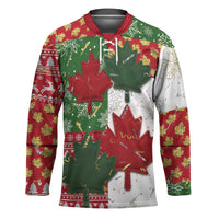 Canada Christmas Hockey Jersey Maple Leaves Patchwork Style - Wonder Print Shop